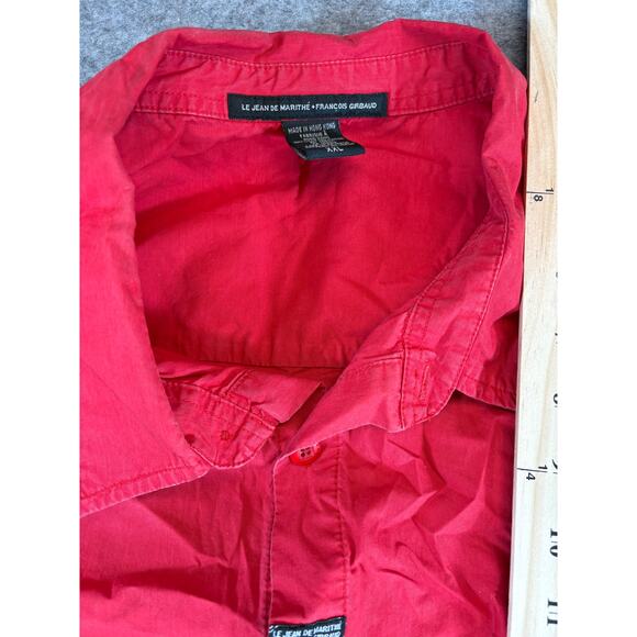 VINTAGE Le Jean De Marithe Francois Girbaud Shirt Mens 2XL Red Button Down Y2K - Picture 6 of 8